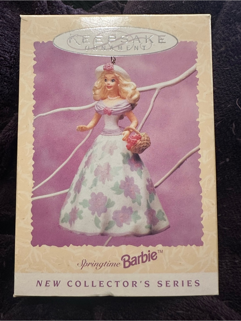 Keepsake Springtime Barbie Ornament - Pink Floral 1995 Easter Collection